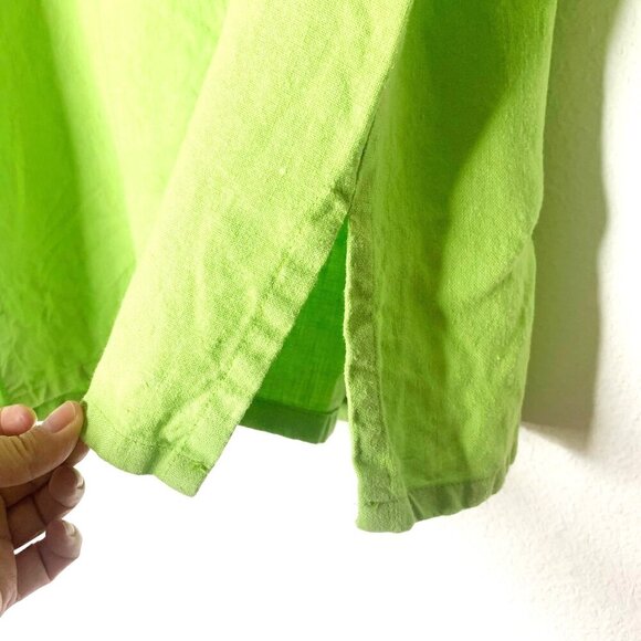 David Dart Collection Linen Green Button Front Tunic Top Size S Lagenlook Shirt - Picture 4 of 12